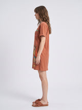 Robe de Nuit Femme Oversize Terracotta à Motif Chien