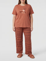 Ensemble Pyjama Femme Grande Taille Terracotta & Pantalon Ton Sur Ton