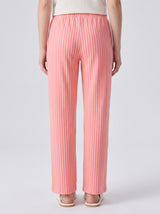 Ensemble Pyjama Femme Écru Fantaisie & Pantalon Rayé Rose