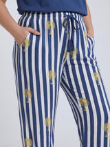 Ensemble Pyjama Femme Grande Taille Marine & Pantalon Rayé