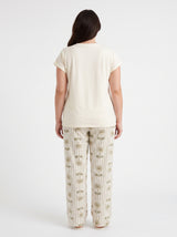 Ensemble Pyjama Femme Grande Taille Écru Botanique & Pantalon Imprimé