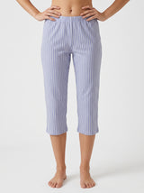 Ensemble Pyjama Femme Bordeaux & Pantacourt Rayé Bleu