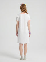 Robe de Nuit Femme Rose Pâle à Motif Cartoon