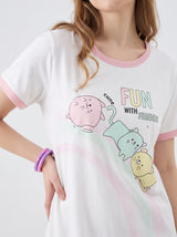 Robe de Nuit Femme Rose Pâle à Motif Cartoon