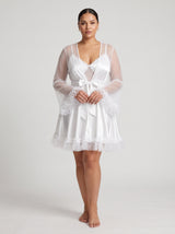 Ensemble Nuit de Mariée Blanc Satin & Dentelle