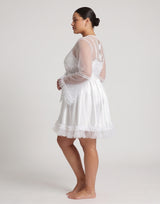 Ensemble Nuit de Mariée Blanc Satin & Dentelle