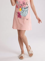 Robe de Nuit Femme Oversize Rose à Motif Chat