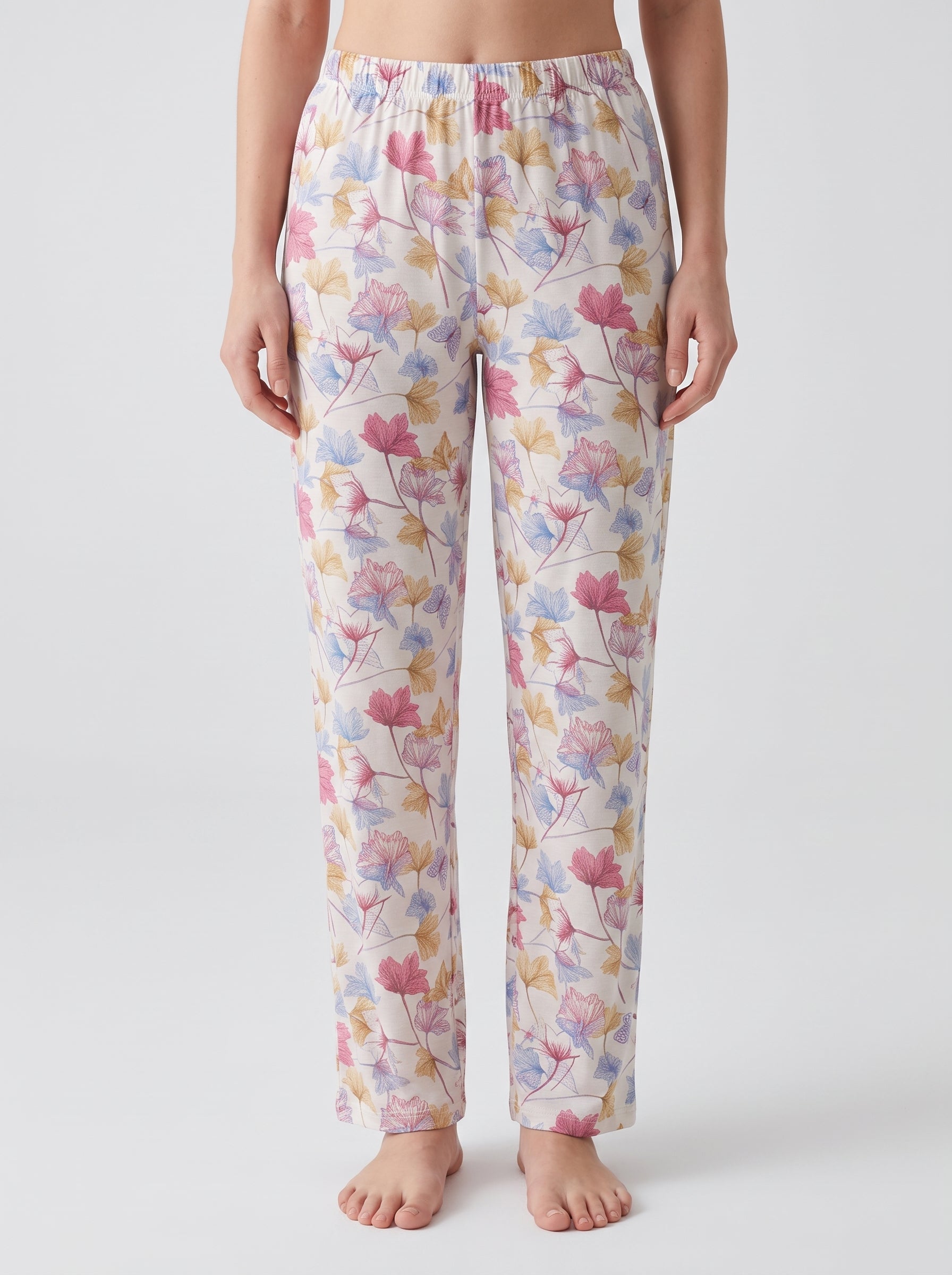 Ensemble Pyjama Femme Bordeaux & Pantalon Floral Blanc