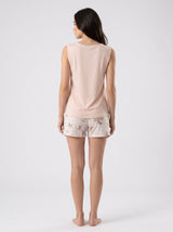 Ensemble Pyjama Femme Papillons Écru & Lilas avec Short Imprimé