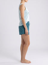 Ensemble Pyjama Femme Bloom Aqua & Short Fleuri Turquoise