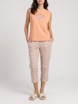 Ensemble Pyjama Femme Pêche & Pantacourt Imprimé Beige