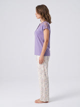 Ensemble Pyjama Femme Lavande & Pantalon Floral Blanc