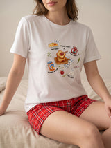 Ensemble Pyjama Femme Cocktails & Short Rouge - Confort Coton
