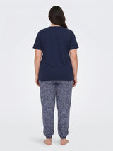 Ensemble Pyjama Femme Grande Taille Marine & Pantalon Micro-Imprimé
