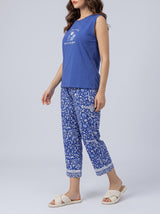 Ensemble Pyjama Femme Bleu Roi & Pantacourt Floral
