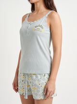 Ensemble Pyjama Femme Marguerites Sauge & Short Fleuri