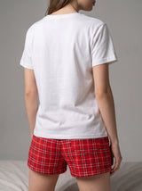 Ensemble Pyjama Femme Cocktails & Short Rouge - Confort Coton