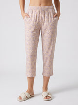 Ensemble Pyjama Femme Pêche & Pantacourt Imprimé Beige