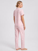 Ensemble Pyjama Femme Paisley Rose Poudré - Chemise & Pantalon