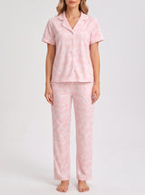 Ensemble Pyjama Femme Paisley Rose Poudré - Chemise & Pantalon