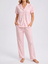 Ensemble Pyjama Femme Paisley Rose Poudré - Chemise & Pantalon
