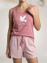 Ensemble Pyjama Femme Lapin Rose & Short Imprimé - Confort Léger
