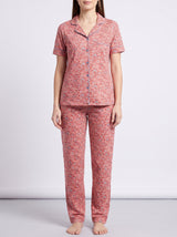 Ensemble Pyjama Femme Chemise Florale Terracotta & Pantalon