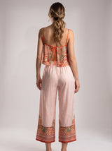 Ensemble Pyjama Femme 3 Pièces Rose Imprimé - Kimono, Caraco & Pantalon