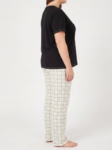 Ensemble Pyjama Femme Grande Taille Noir & Pantalon Carreaux Écru