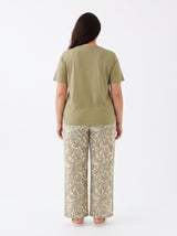 Ensemble Pyjama Femme Grande Taille Sauge & Pantalon Floral Beige