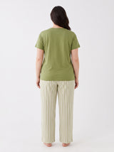 Ensemble Pyjama Femme Grande Taille Olive Let It Be & Pantalon Rayé