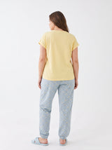 Ensemble Pyjama Femme Grande Taille Jaune & Pantalon Fleuri Bleu