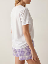 Ensemble Pyjama Femme Fleurs & Carreaux Lilas - Douceur Coton