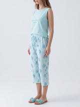 Ensemble Pyjama Femme Bleu Ciel & Pantacourt Feuillage