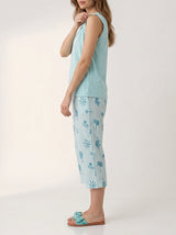 Ensemble Pyjama Femme Bleu Ciel & Pantacourt Feuillage