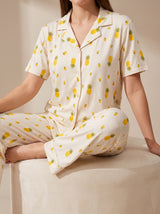Ensemble Pyjama Femme Grande Taille Ananas Rose - Confort Coton