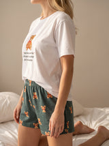 Ensemble Pyjama Femme Ours & Short Vert - Confort Coton