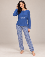 Ensemble Pyjama Femme Bleu Home Office & Pantalon Géométrique
