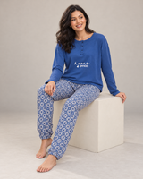 Ensemble Pyjama Femme Bleu Home Office & Pantalon Géométrique