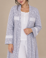 Ensemble Pyjama Femme 3 Pièces avec Peignoir blanc gris