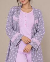 Ensemble Pyjama Femme 3 Pièces avec Peignoir Purple étoile
