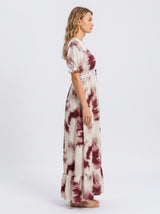 Robe Longue Femme Tie-Dye Bordeaux - Coupe Fluide