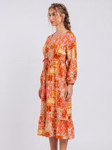 Robe Midi Femme Patchwork Orange - Style Estival