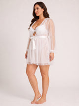 Peignoir de Mariée Blanc Transparent à Nœud