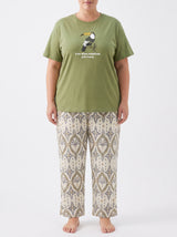 Ensemble Pyjama Femme Grande Taille Kaki & Pantalon Géométrique