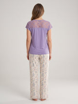 Ensemble Pyjama Femme Lavande & Pantalon Floral Blanc