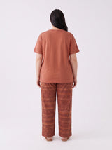 Ensemble Pyjama Femme Grande Taille Terracotta & Pantalon Ton Sur Ton