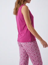 Ensemble Pyjama Femme Débardeur Framboise & Pantacourt Imprimé