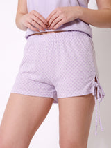 Ensemble Pyjama Femme Lilas & Short Micro-Imprimé