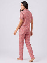 Ensemble Pyjama Femme Chemise Florale Terracotta & Pantalon